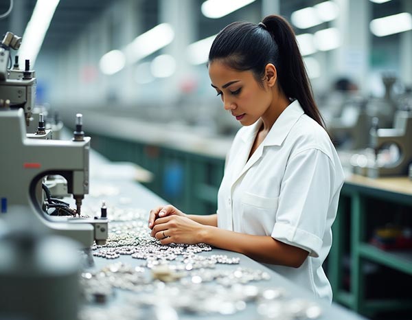 Jewellery factory machines producing silver items