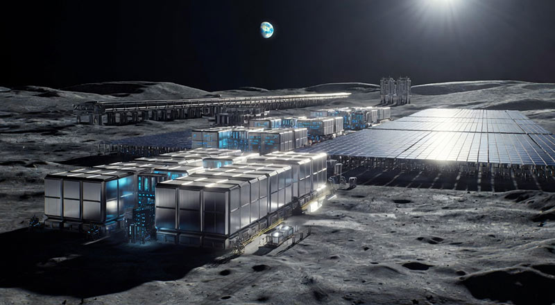 Concept of silver technology and data centers on the Moon