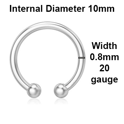 Measurements for adjustable non-piercing body rings