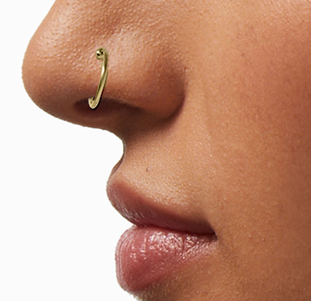 24ct gold plated adjustable non-piercing nose and body ring