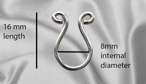 Measurements for non-piercing silver septum nose ring