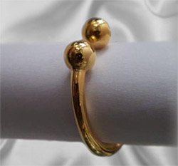 Two ball gold glans and frenulum penis ring