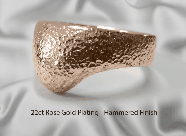 Rose gold hammered glans bump cock ring jewellery with weighted frenulum bump