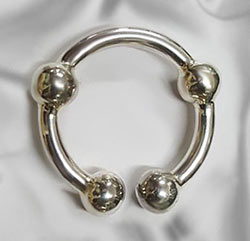 Heavy four ball silver glans cock ring for men