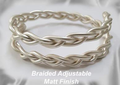 Braided silver cock ring in adjustable polished or matt finish