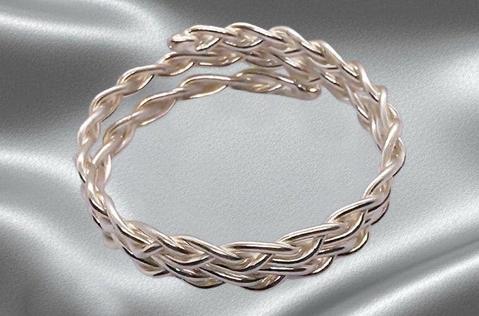 Braided adjustable silver cock ring jewellery