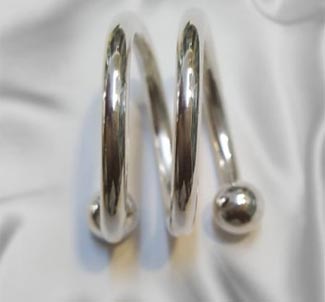 Handcrafted double wrap 2 ball cock ring in solid silver