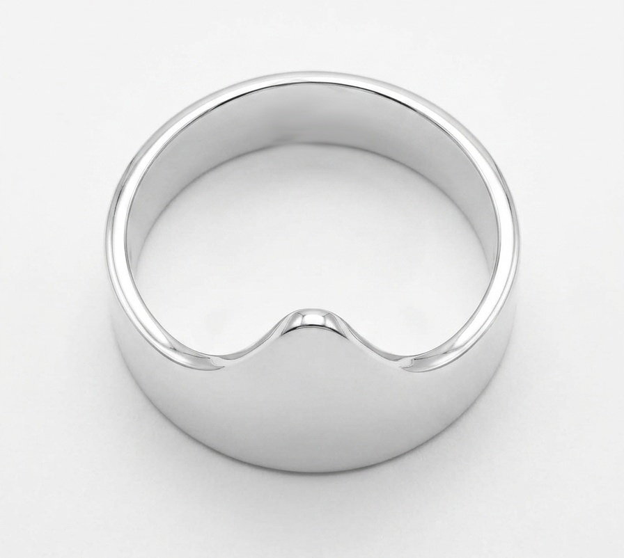 mens silver frenulum v ring jewellery.