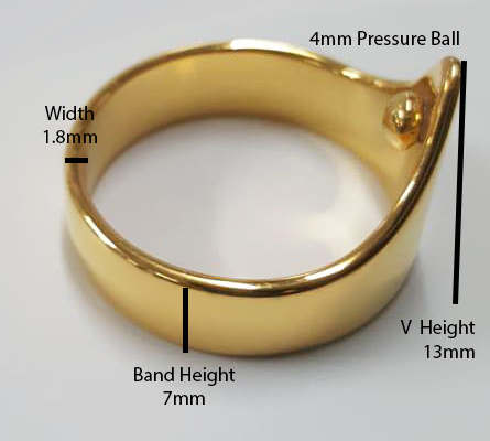 Measurements for V Glans cock ring with 4mm pressure ball
