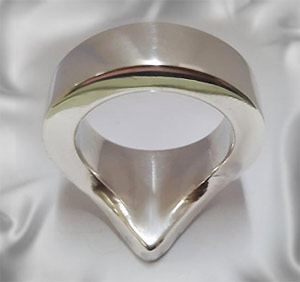 Custom made extra heavy V Glans ring in solid silver