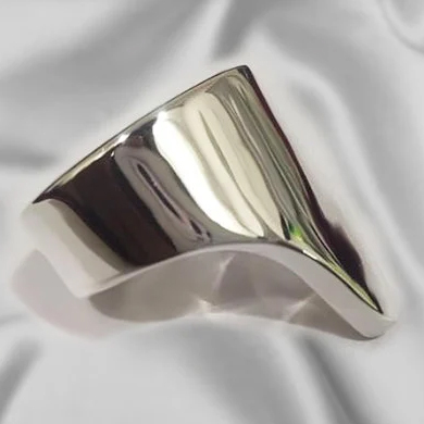 Long V Glans cock ring custom made in solid silver