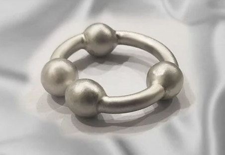 Gauge 9 four ball silver glans cock ring for men