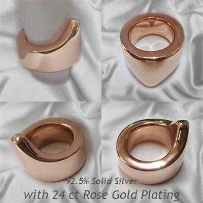Rose gold extra heavy V Glans cock ring