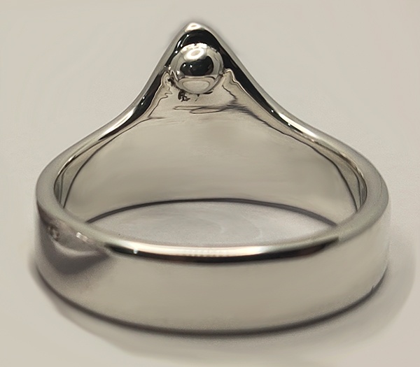 V Glans Frenulum Ring with 4mm pressure ball in custom made solid silver