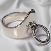 V Glans cock ring with attached leash holder.