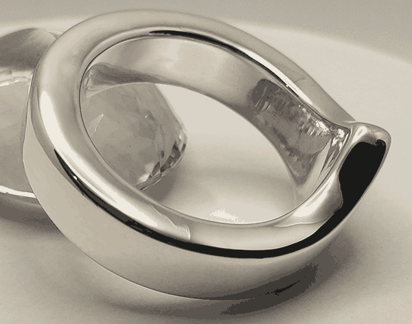 Extra heavy V Glans cock ring in solid silver