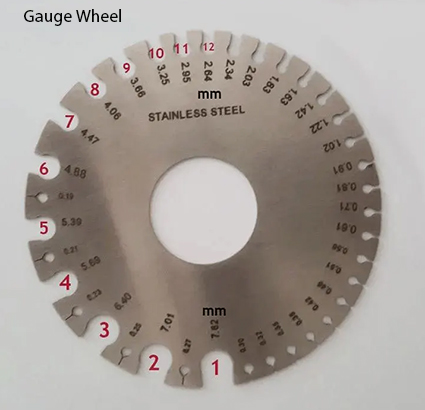 Gauge wheel showing Gauge 7 cock ring thickness