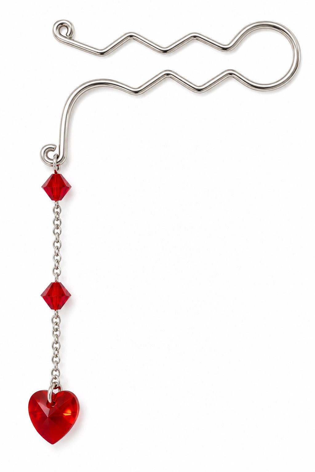 Silver bottom clip jewellery with Swarovski Love Heart dangle