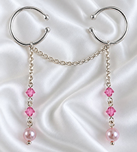 Pink crystal pussy dangle jewelry