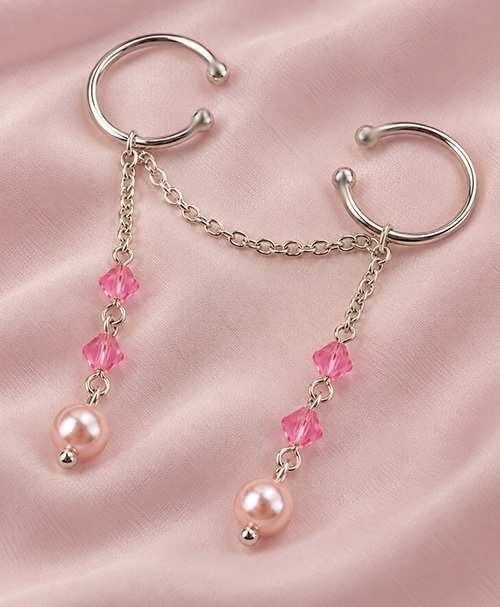 Pink pussy dangle jewellery with rose pearls and crystals