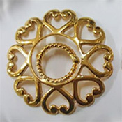 Large love heart non-piercing nipple shields in gold plating.