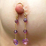 Adjustable gold plated nipple clips with dangles.