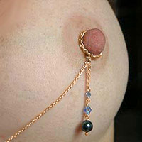 24ct gold plated nipple chain jewellery with Swarovski pearl dangles