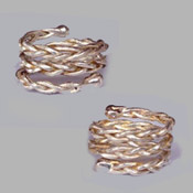 Braided triple wrap non-piercing silver nipple rings