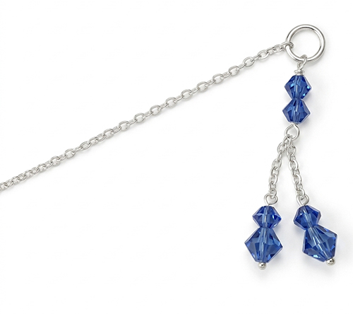 Silver pierced nipple chain with Swarovski crystal dangles