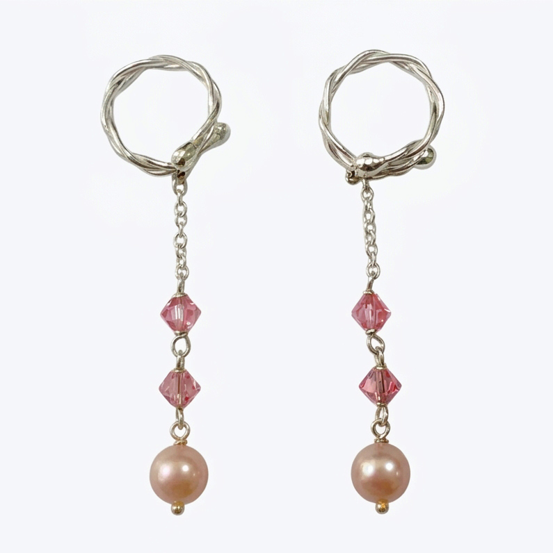 dangling nipple rings jewely, rose pearls