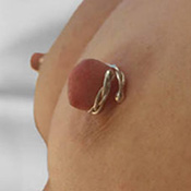 Elegant adjustable single-wrap silver nipple rings for women.