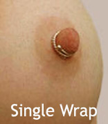 Single wrap silver nipple rings for shorter nipples