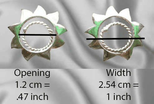 Measurements for small flower non-piercing nipple shields