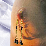 24ct gold plated nipple clips with Swarovski crystal dangles