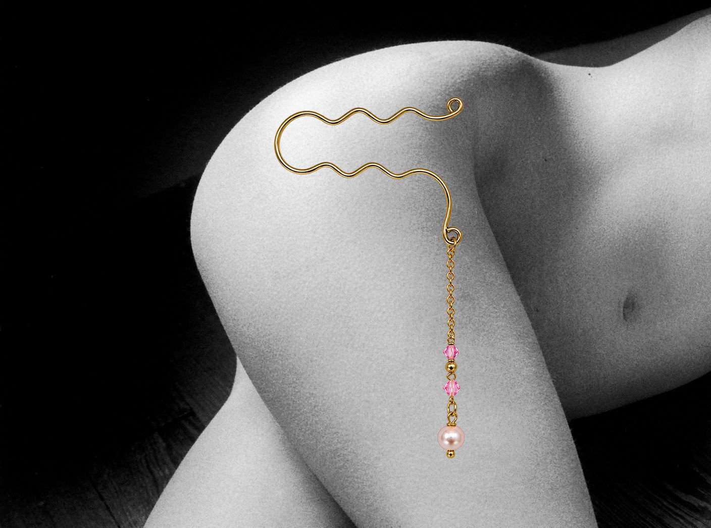 Bottom clip jewellery for women and men in silver and gold