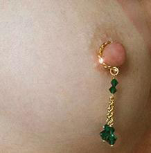 Gold nipple rings with dangling Swarovski crystals